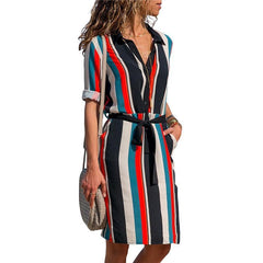 Chiffon Dress Striped Print